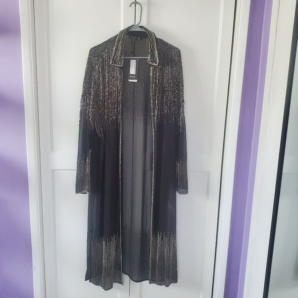 Women's black and silver beaded duster size 8 by Nasty Gal